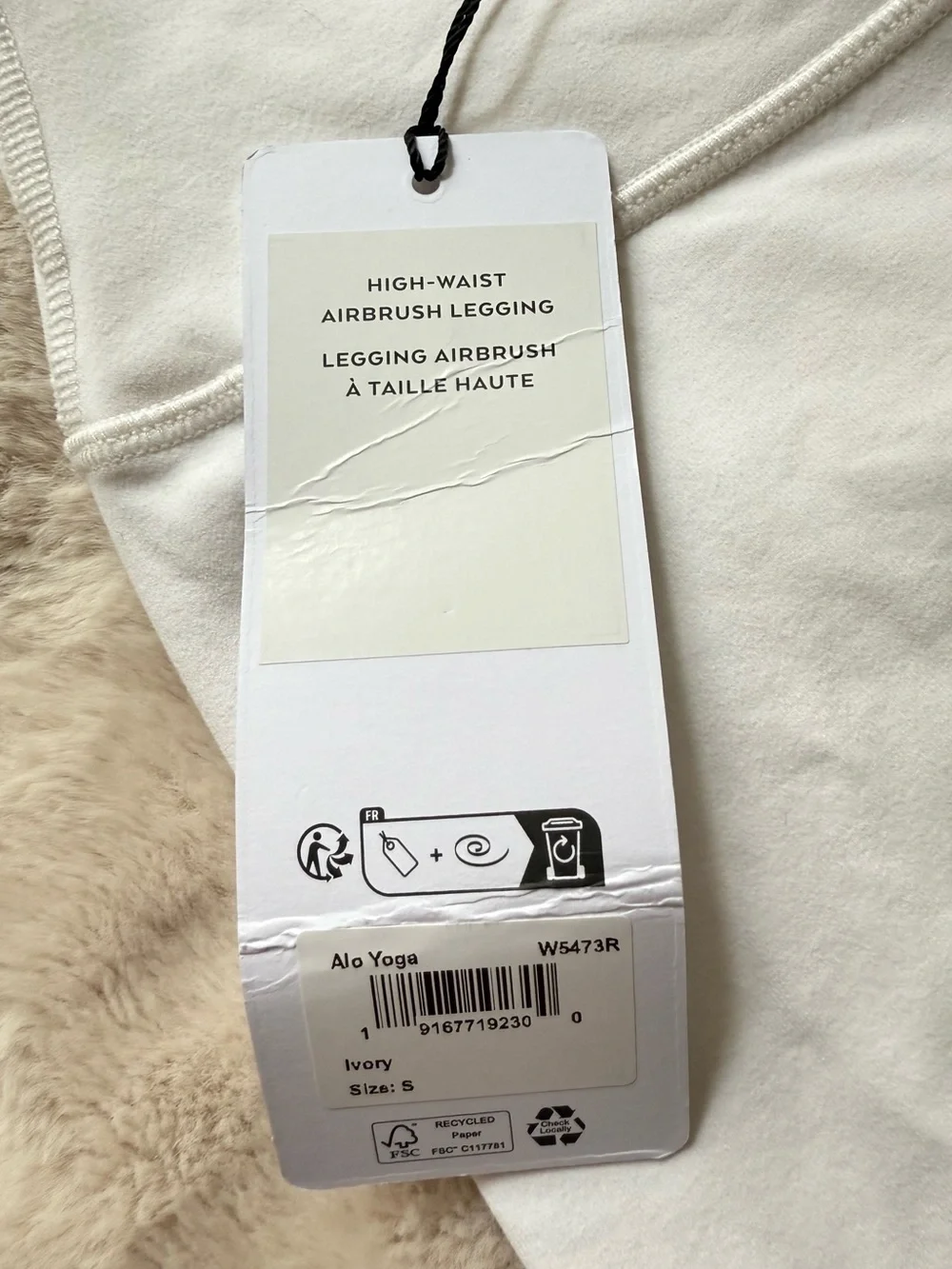 NWT ALO Yoga High-Waist Airbrush Legging Ivory Size S